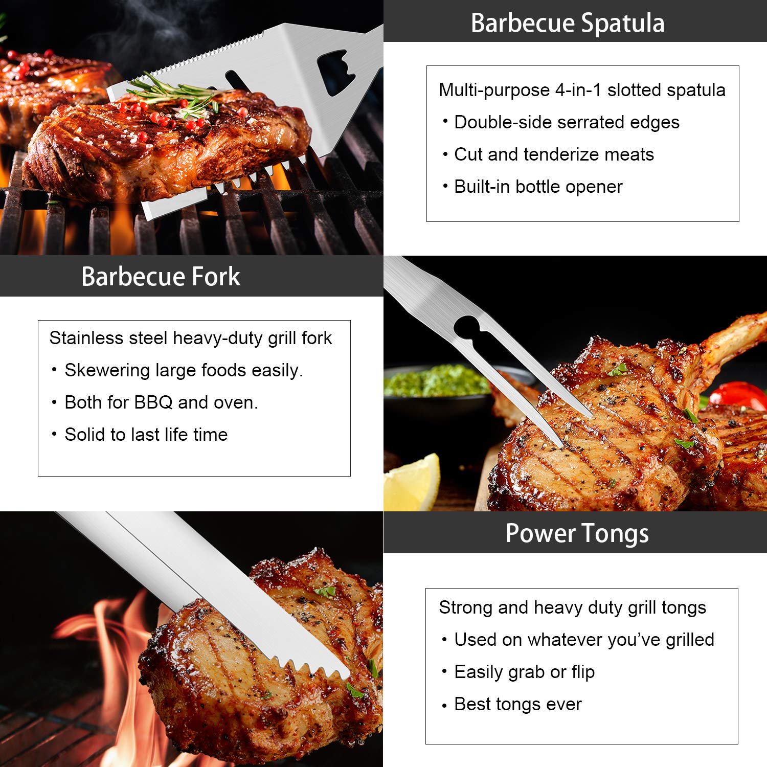 Romanticist 30Pcs Bbq Grill Tool Set For Men Dad, Heavy Duty Stainless Steel Grill Utensils Set, Non-Slip Grilling Accessories K